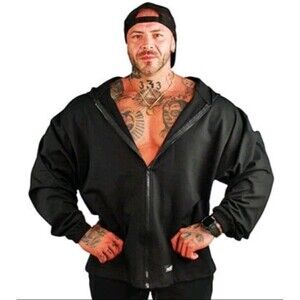 Physique Bodyware Jacket Men's XL Black Full Zip Pockets Body Builder Hoodie